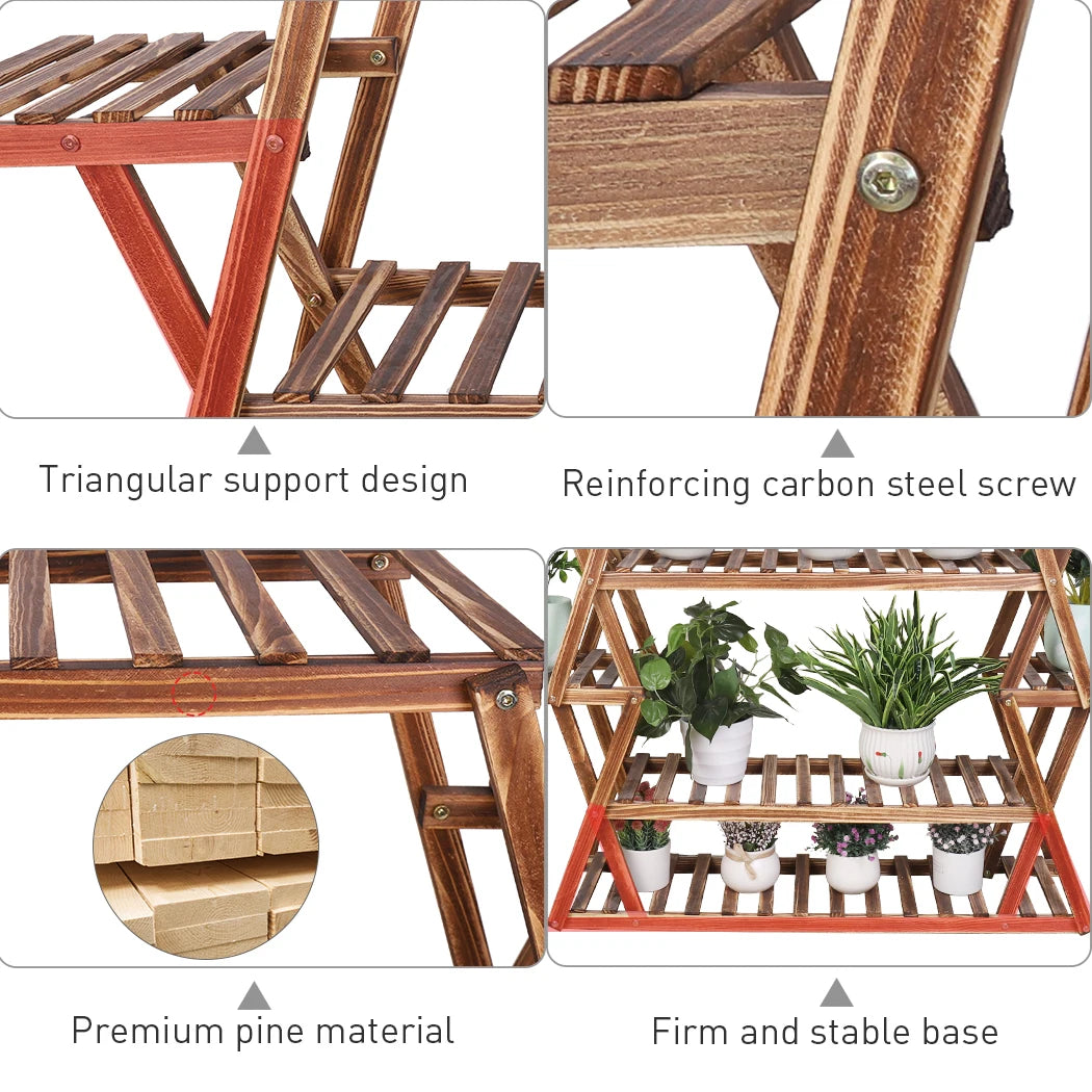 Wood Plant Stand – Corner Flower Pot Holder for Living Room, Balcony & Garden