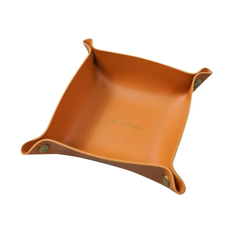 Folding Nordic Leather Storage Box | Desktop Organizer for Jewelry, Cosmetics, Keys & More