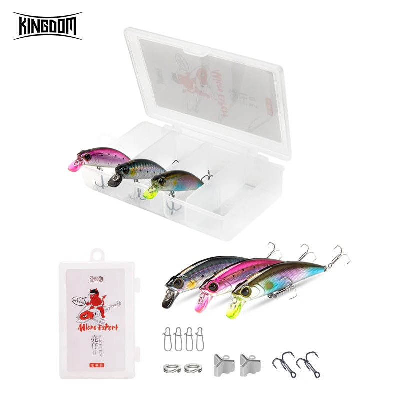 Kingdom Fishing Lures Micro Fly Minnow 3.6g 7g 45mm 60mm Sinking Minnow Artificial Wobblers Hard Bait Noise System Bass Pike