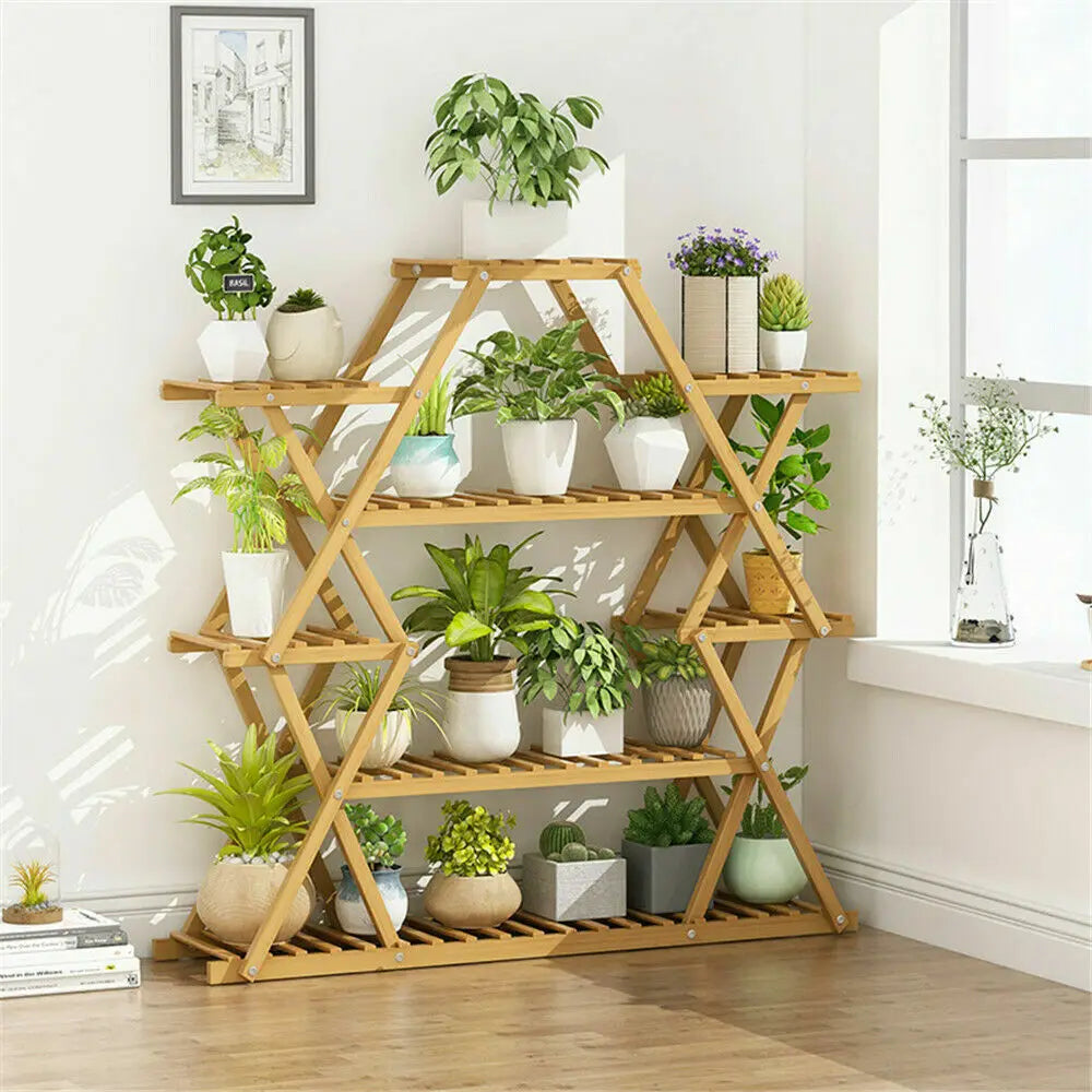 Wood Plant Stand – Corner Flower Pot Holder for Living Room, Balcony & Garden