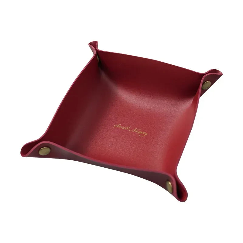 Folding Nordic Leather Storage Box | Desktop Organizer for Jewelry, Cosmetics, Keys & More