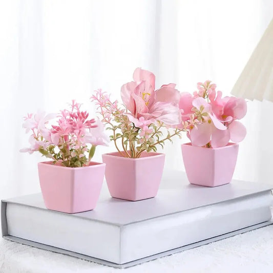 Artificial Flower Potted Plant, Used Year-Round For Home, Bedroom, Study, Office Desktop Shelf Decoration