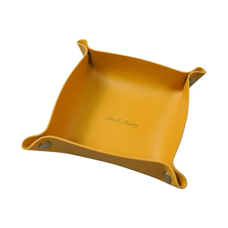 Folding Nordic Leather Storage Box | Desktop Organizer for Jewelry, Cosmetics, Keys & More
