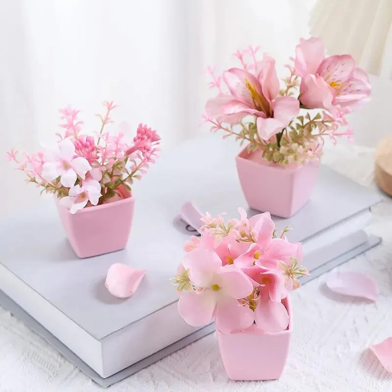 Artificial Flower Potted Plant, Used Year-Round For Home, Bedroom, Study, Office Desktop Shelf Decoration