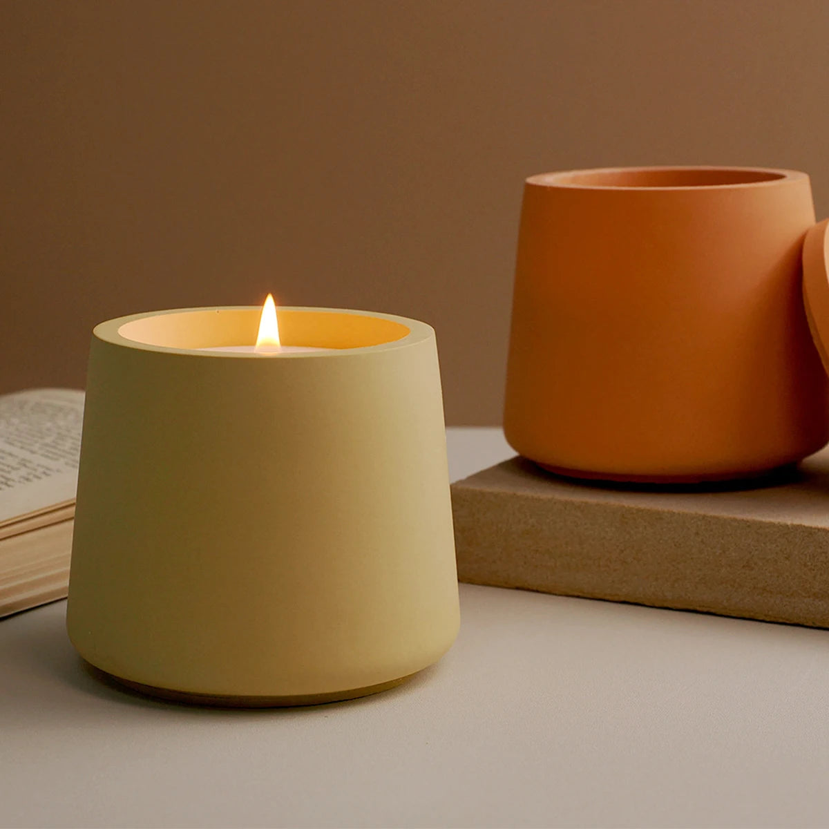 Round Candle Jar Mold with Lid