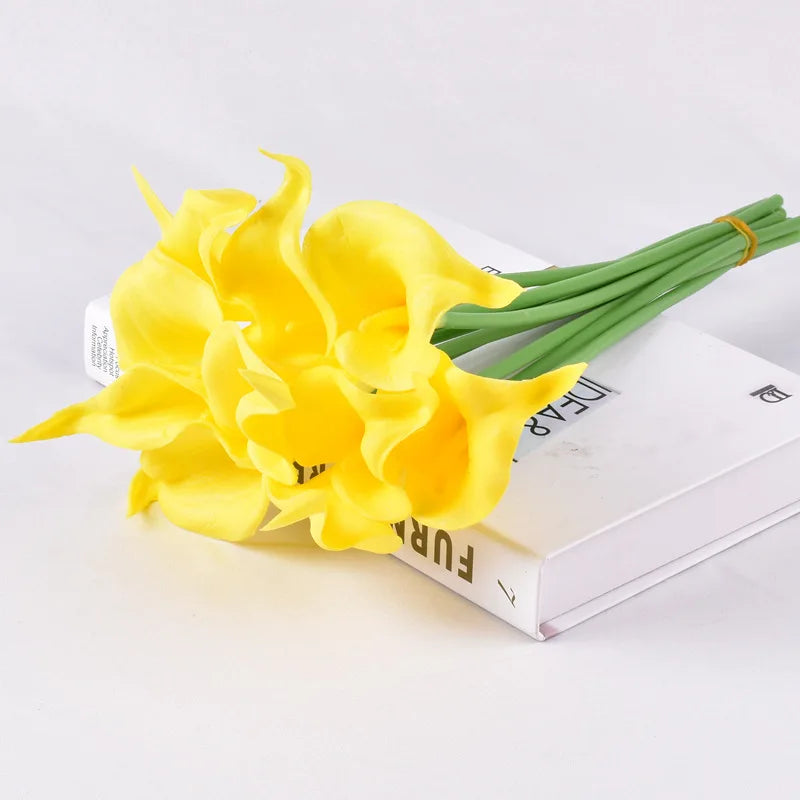 5-Piece Calla Lily Artificial Flower Bouquet – Elegant Wedding & Home Décor