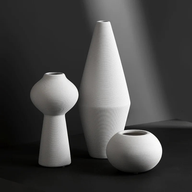 Handcrafted Zen Ceramic Vase – Black & White Minimalist Art Décor for Living Room
