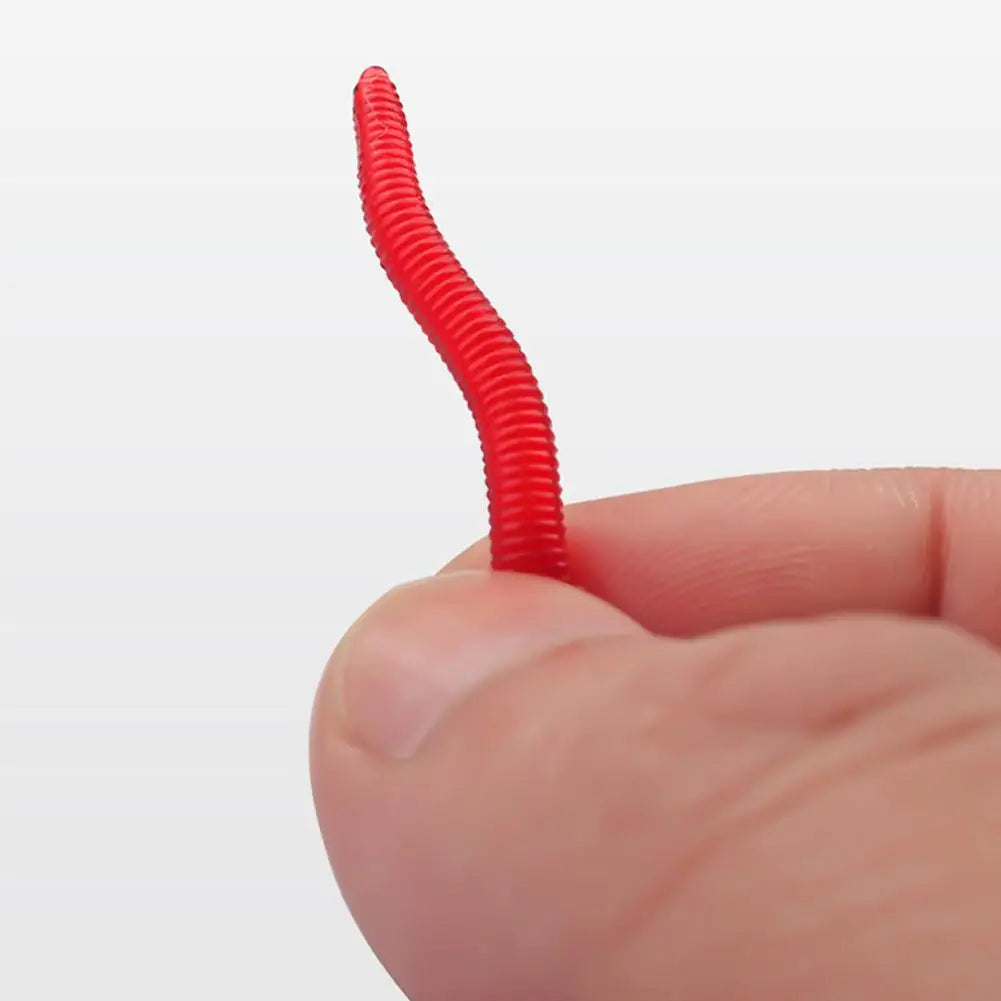 50pcs/100pcs Silicone Red Worm PVC Soft Lures 3.5cm Lifelike Red Worm Earthworm Rubber Baits Shrimp Bass Carp Artificial Fishing