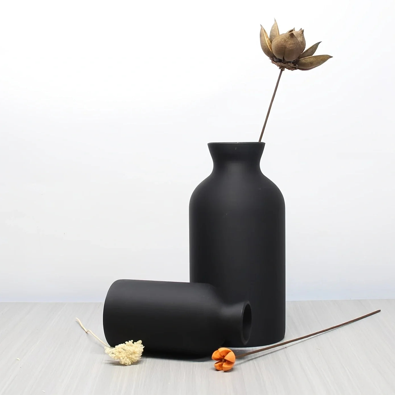 Boho Chic Black Vase Set – Elegant Decorative Centerpieces for Home & Offic