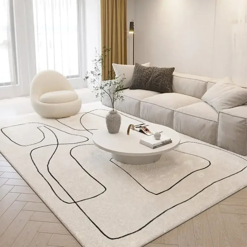 Minimalist Modern Living Room Carpet | Large Area, Non-Slip, Easy-Care, Washable Alfombra