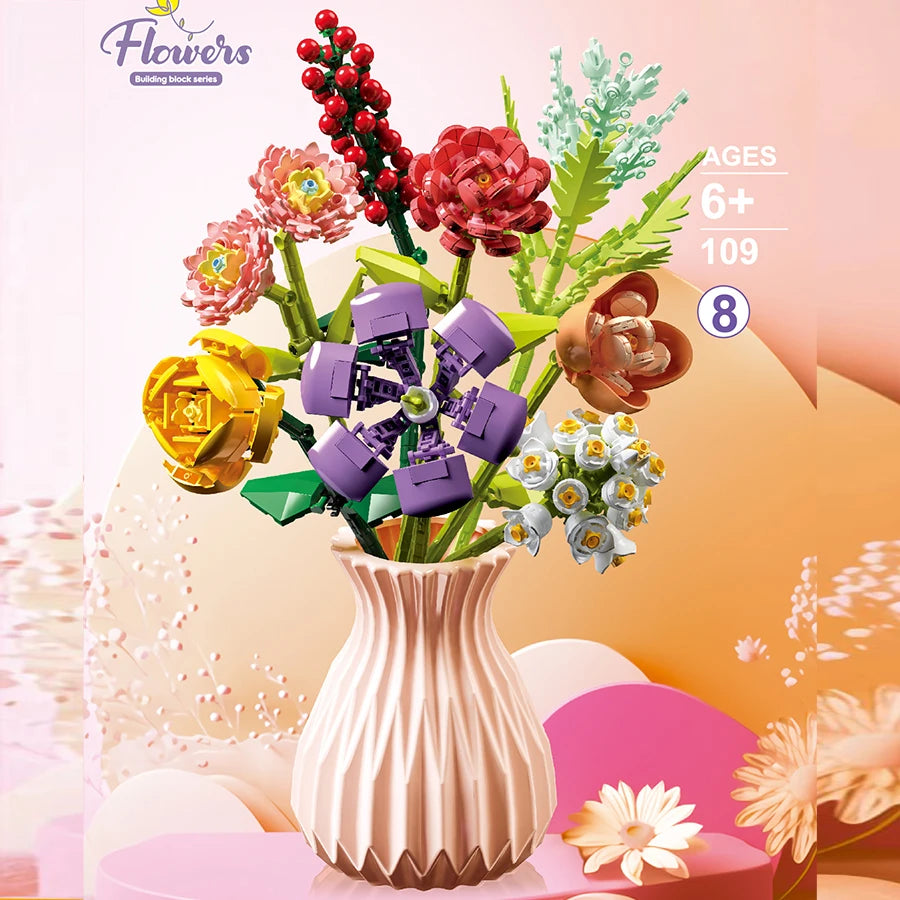 Sunflower & Rose Brick Bouquet Set