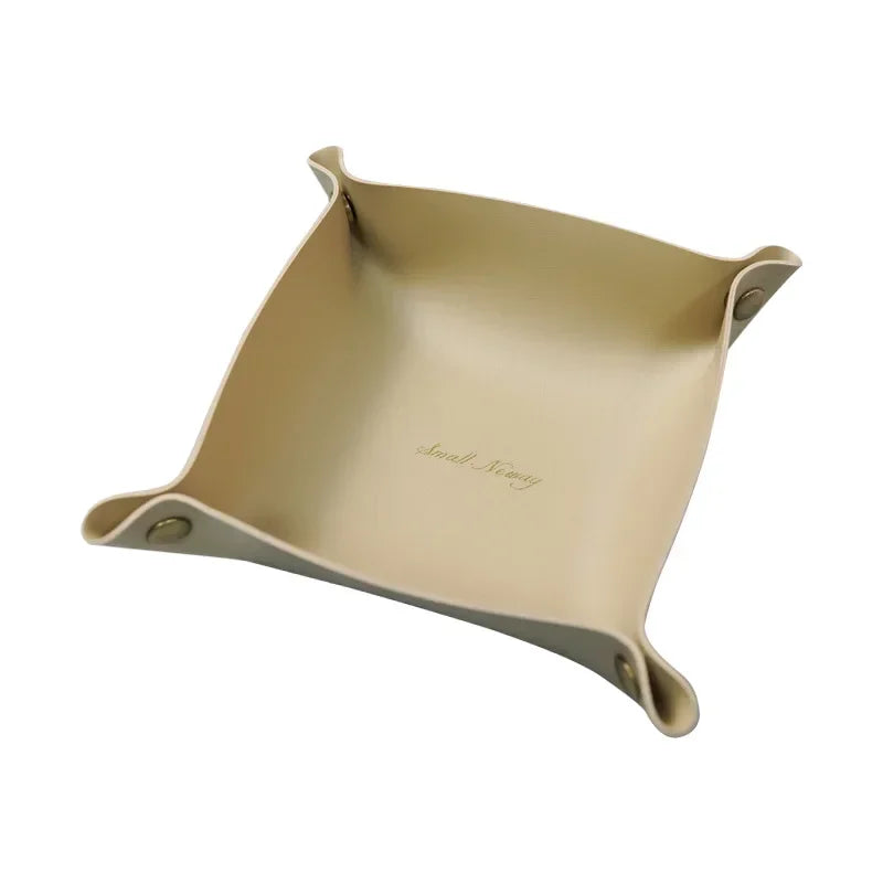 Folding Nordic Leather Storage Box | Desktop Organizer for Jewelry, Cosmetics, Keys & More