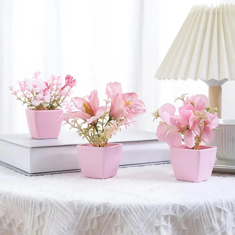 Artificial Flower Potted Plant, Used Year-Round For Home, Bedroom, Study, Office Desktop Shelf Decoration