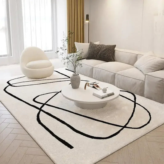 Minimalist Modern Living Room Carpet | Large Area, Non-Slip, Easy-Care, Washable Alfombra