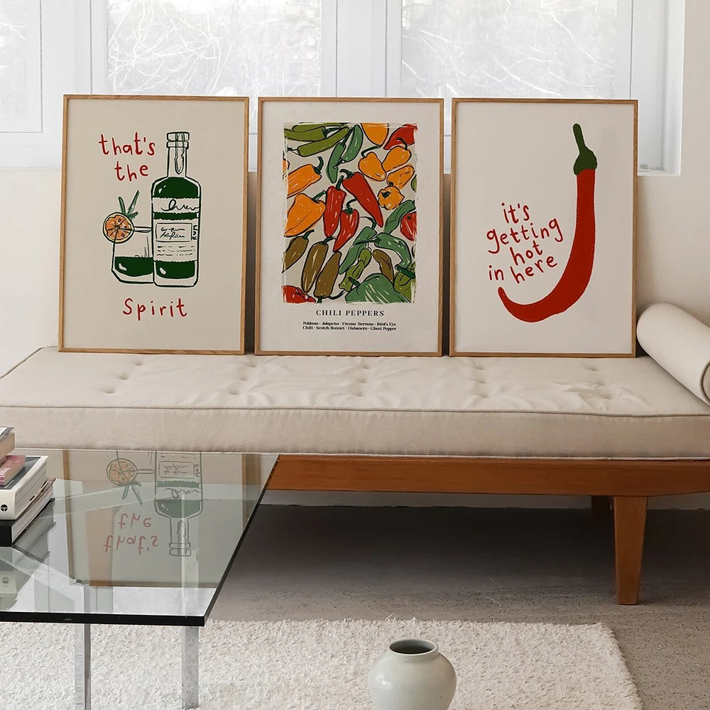 Japanese Hot Chilli Pepper Wall Art  Painting Nordic Posters And Prints