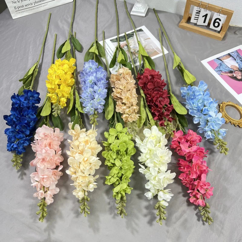 Artificial Hyacinth & Green Leaves – Silk Violet Flowers for Wedding, Party & Home Décor