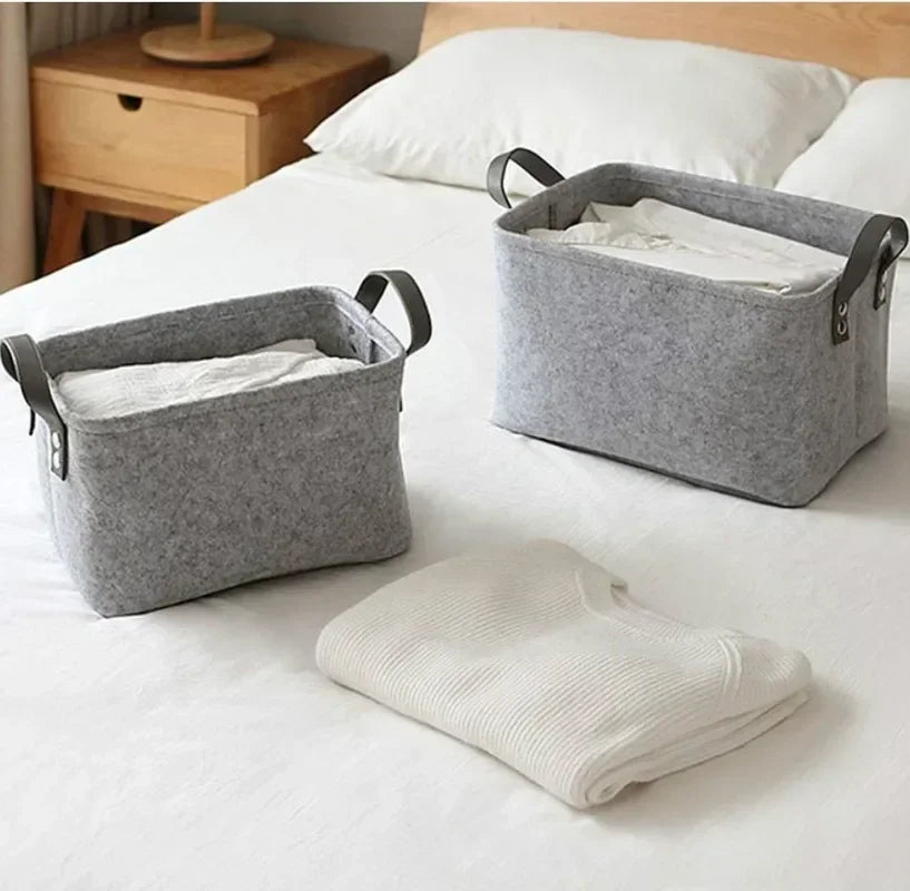 Foldable Laundry Basket | Felt Storage Container for Dirty Clothes, Toys & Books – Living Room & Bathroom Organizer
