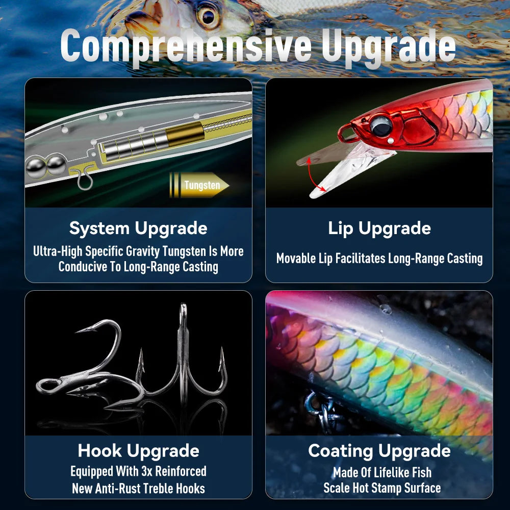 Kingdom Artificial Sinking Minnow Fishing Lure 7.5g 14g 18g 70mm 90mm 110mm Jerkbaits Hard Bait Sea Bass Fishing Tackles ﻿