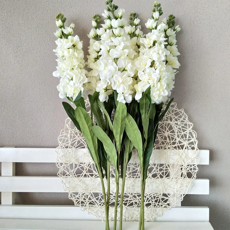 Artificial Hyacinth & Green Leaves – Silk Violet Flowers for Wedding, Party & Home Décor