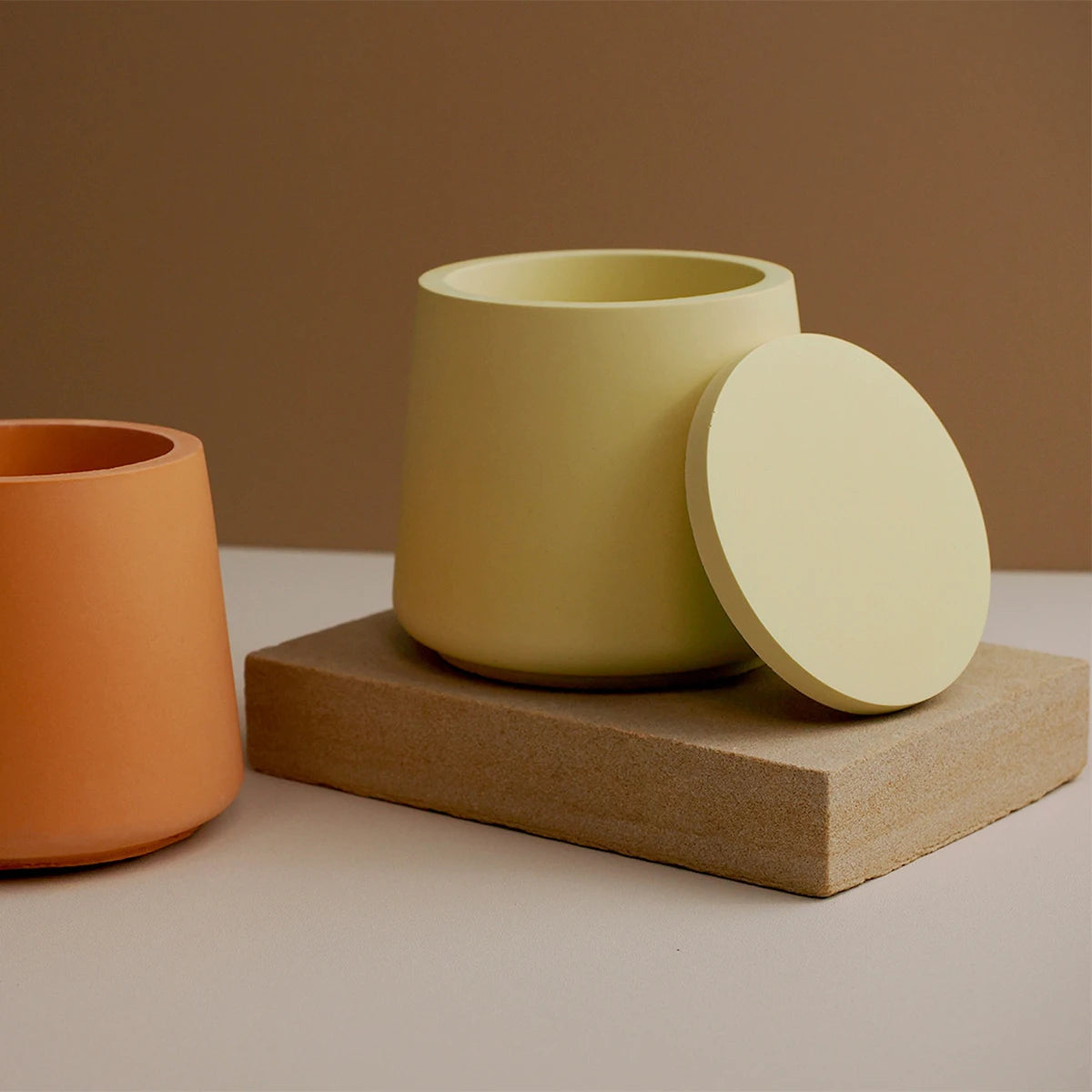 Round Candle Jar Mold with Lid