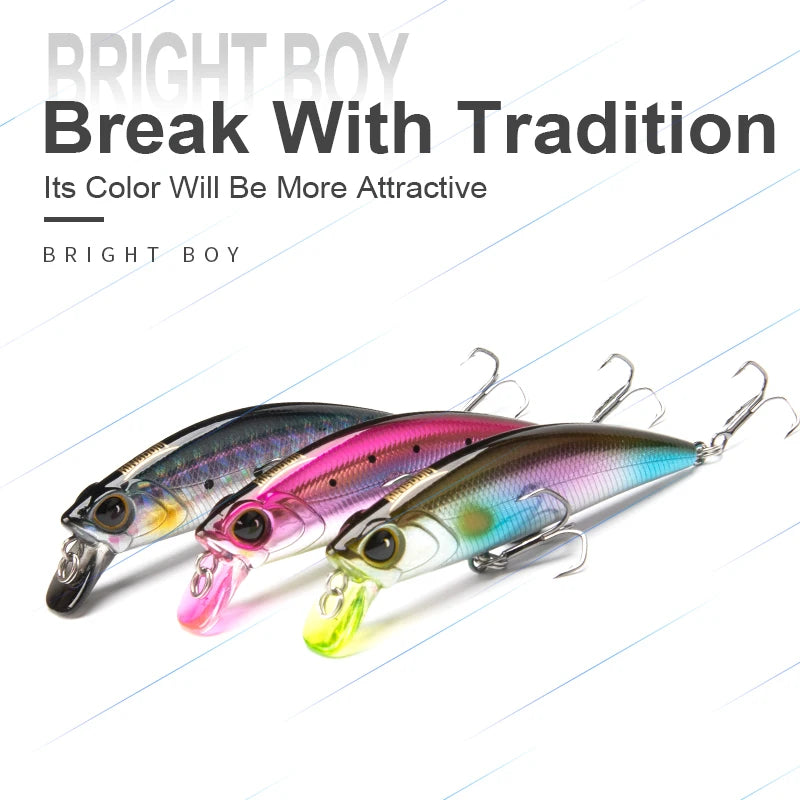 Kingdom Fishing Lures Micro Fly Minnow 3.6g 7g 45mm 60mm Sinking Minnow Artificial Wobblers Hard Bait Noise System Bass Pike