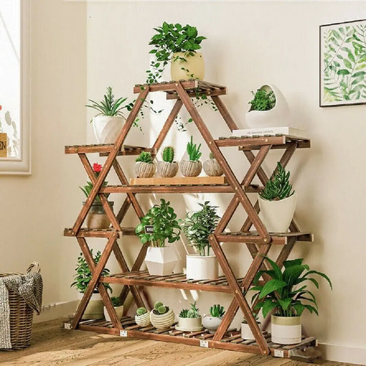 Wood Plant Stand – Corner Flower Pot Holder for Living Room, Balcony & Garden