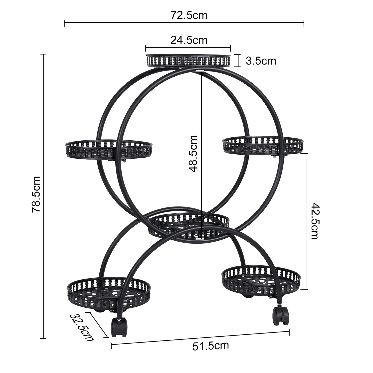 4-Layer Flower Stand with 6 Pots – Mobile Plant Shelf Rack for Balcony & Indoor Display