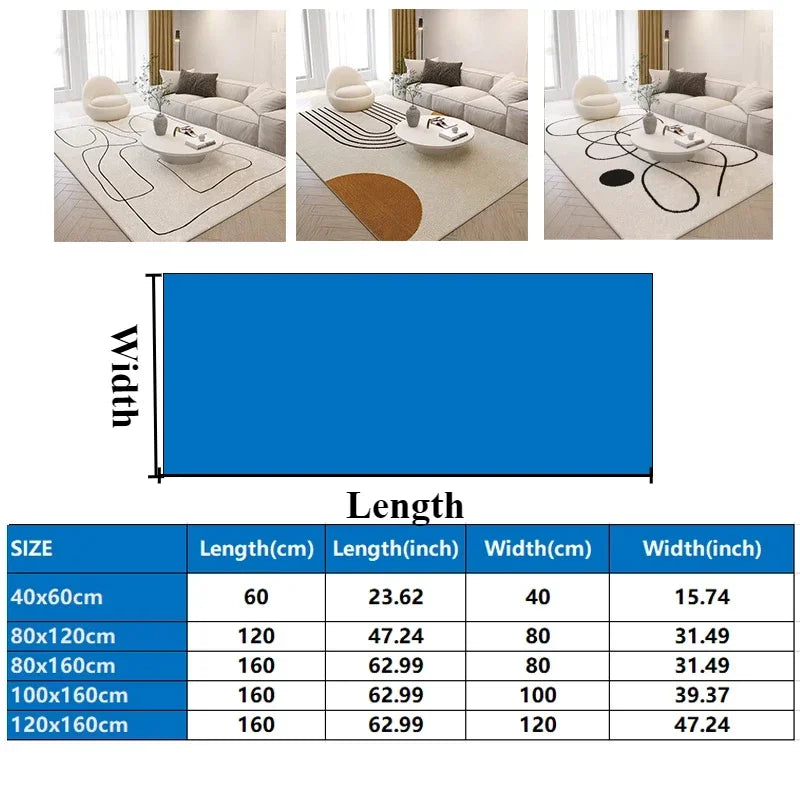 Minimalist Modern Living Room Carpet | Large Area, Non-Slip, Easy-Care, Washable Alfombra