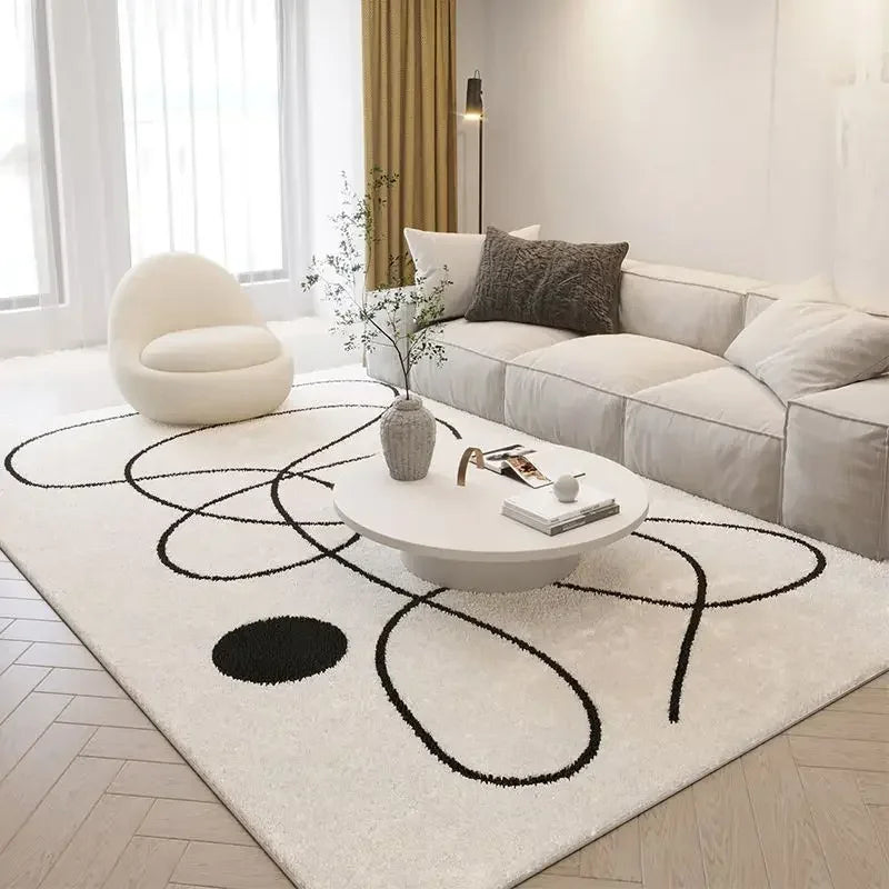 Minimalist Modern Living Room Carpet | Large Area, Non-Slip, Easy-Care, Washable Alfombra