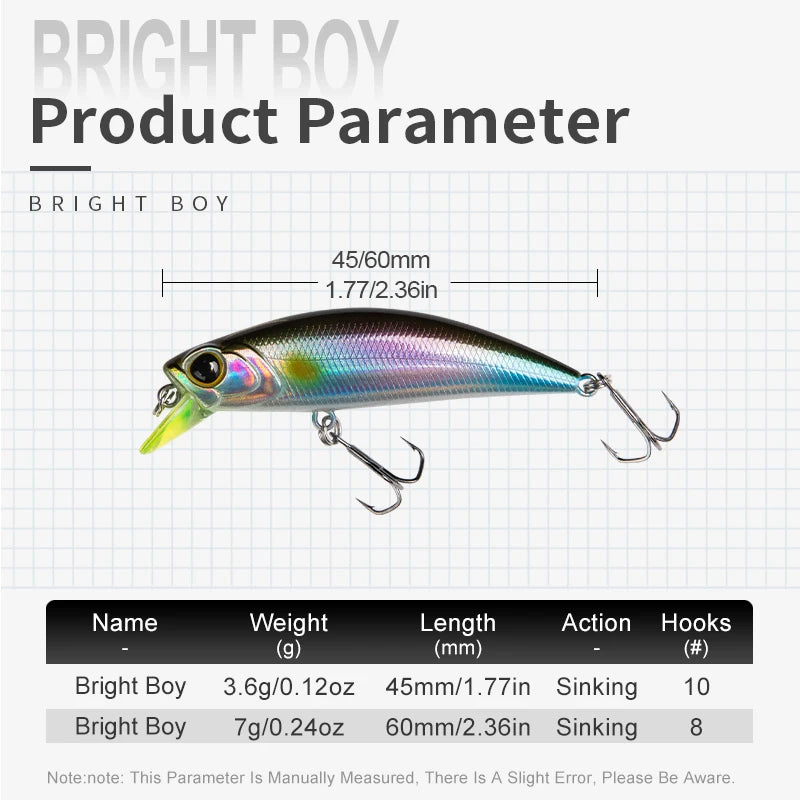 Kingdom Fishing Lures Micro Fly Minnow 3.6g 7g 45mm 60mm Sinking Minnow Artificial Wobblers Hard Bait Noise System Bass Pike