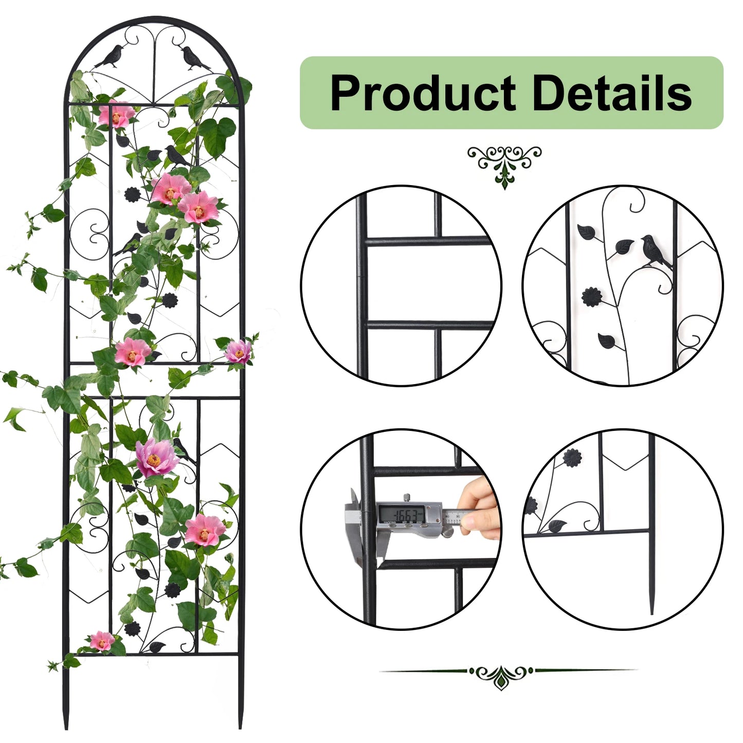 2PCS Metal Garden Trellis Fence | 83-Inch Anti-Rust Climbing Plant Panels for Outdoor Border & Flower Screen