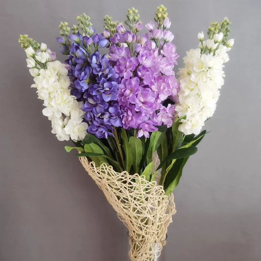 Artificial Hyacinth & Green Leaves – Silk Violet Flowers for Wedding, Party & Home Décor