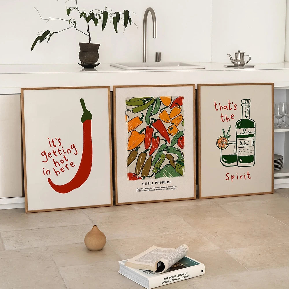 Japanese Hot Chilli Pepper Wall Art  Painting Nordic Posters And Prints