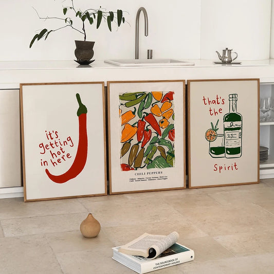 Japanese Hot Chilli Pepper Wall Art  Painting Nordic Posters And Prints