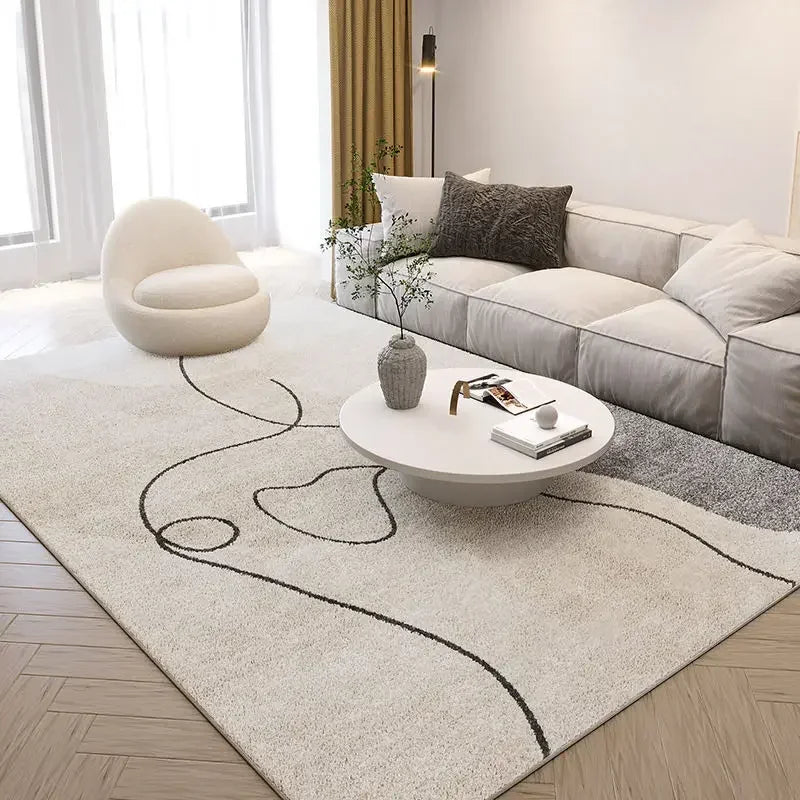 Minimalist Modern Living Room Carpet | Large Area, Non-Slip, Easy-Care, Washable Alfombra
