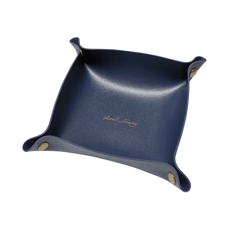 Folding Nordic Leather Storage Box | Desktop Organizer for Jewelry, Cosmetics, Keys & More