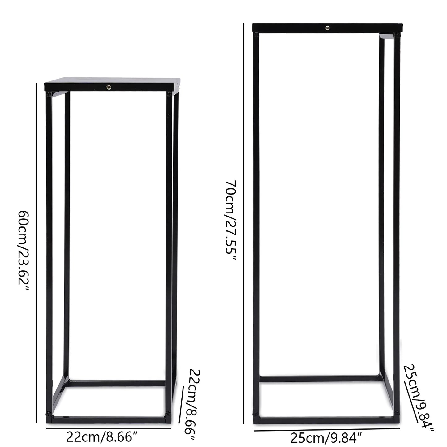 2-Piece Black Metal Plant Stand – Square Flower Holder for Garden & Living Room Décor