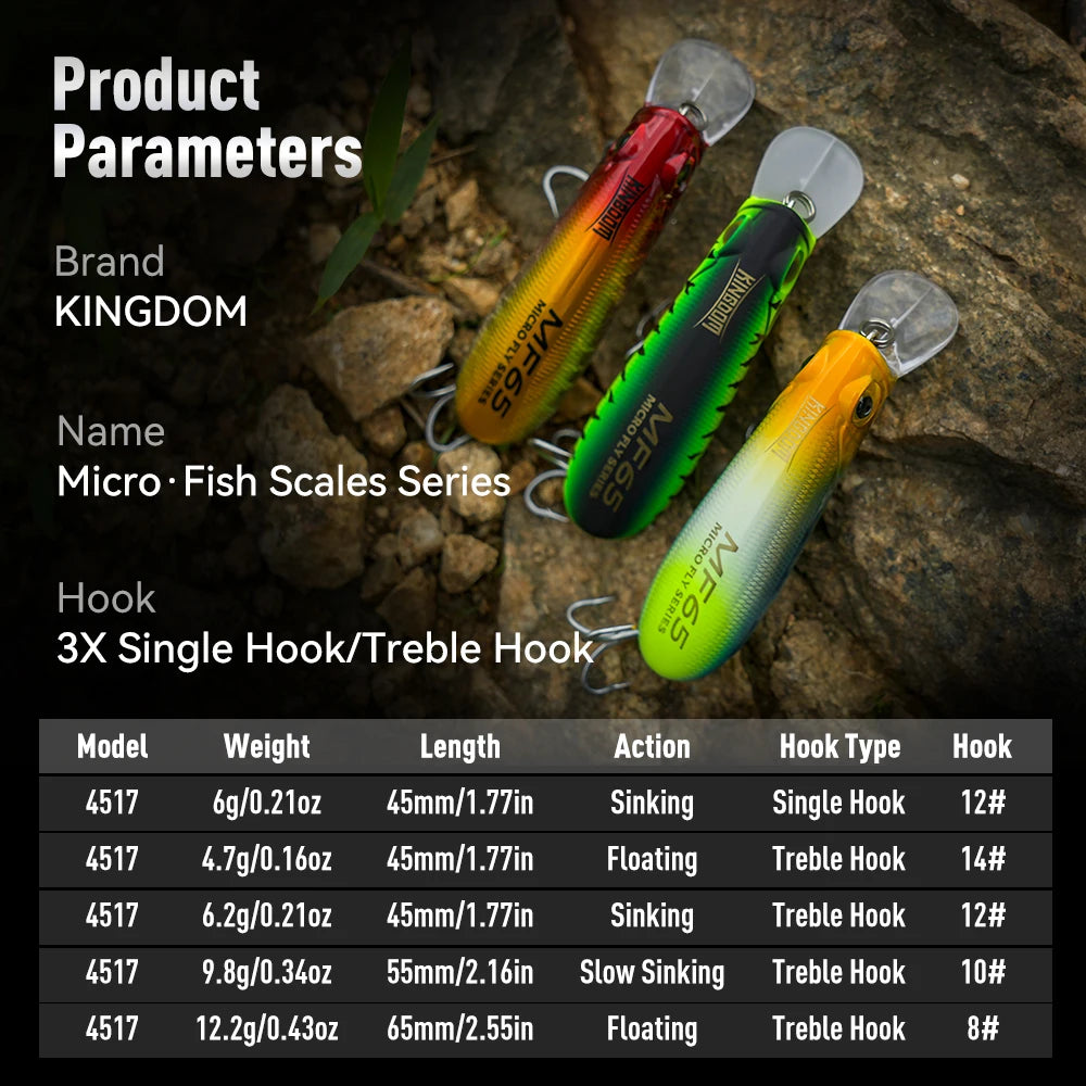 Kingdom Micro Fishing Lure 4.7g 6g 6.2g 9.8g 12.2g Sinking Topwater Twitchbait  Minnow Artificial Hard Bait Long Casting Wobbler