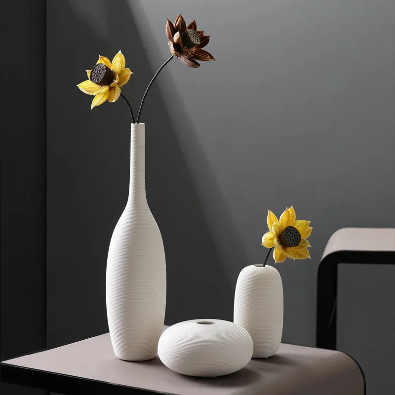 Handcrafted Zen Ceramic Vase – Black & White Minimalist Art Décor for Living Room