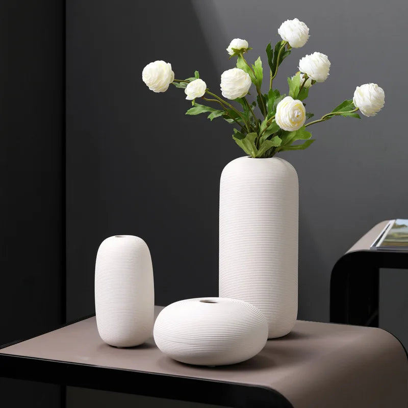 Handcrafted Zen Ceramic Vase – Black & White Minimalist Art Décor for Living Room