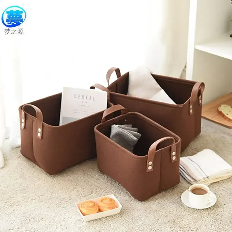 Foldable Laundry Basket | Felt Storage Container for Dirty Clothes, Toys & Books – Living Room & Bathroom Organizer