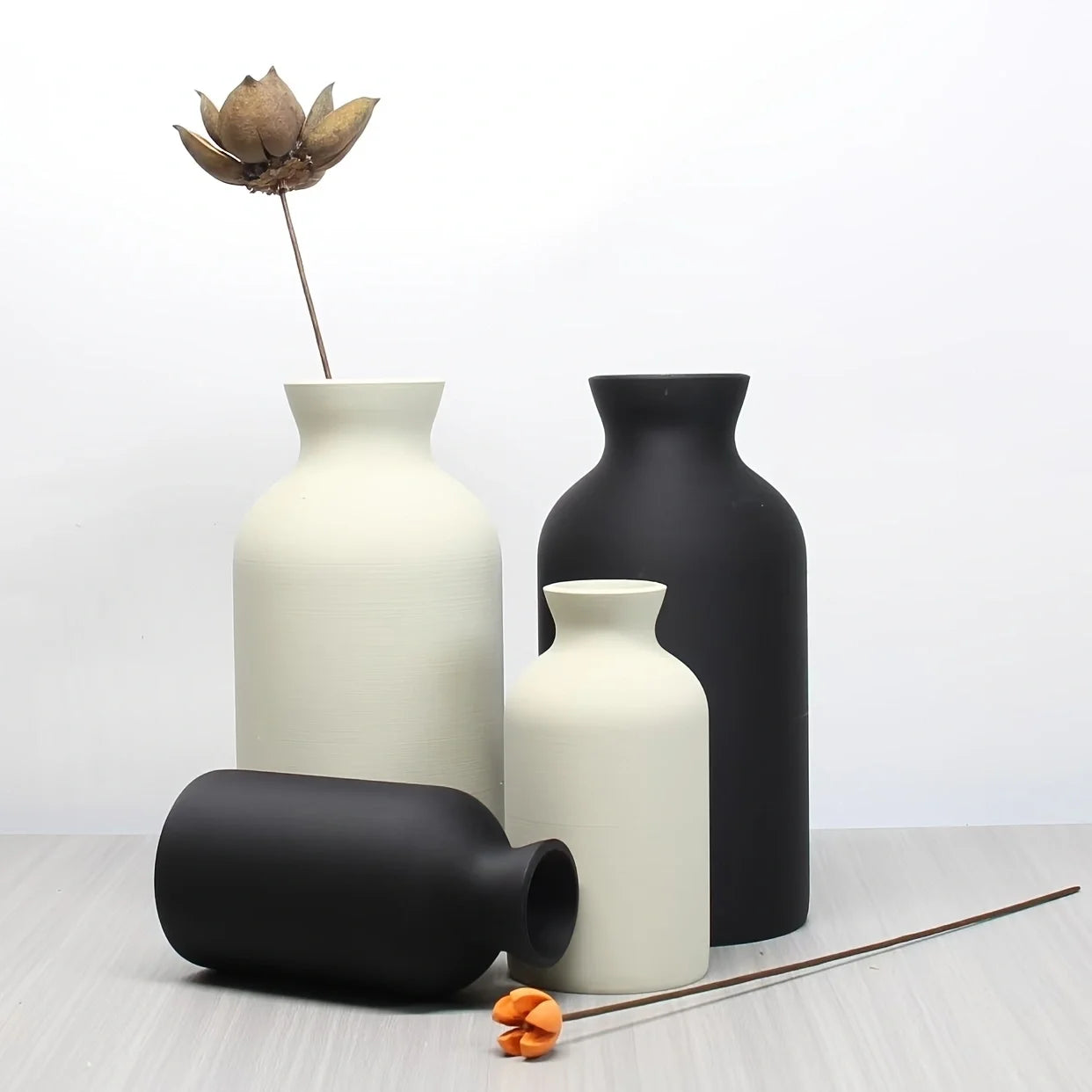 Boho Chic Black Vase Set – Elegant Decorative Centerpieces for Home & Offic