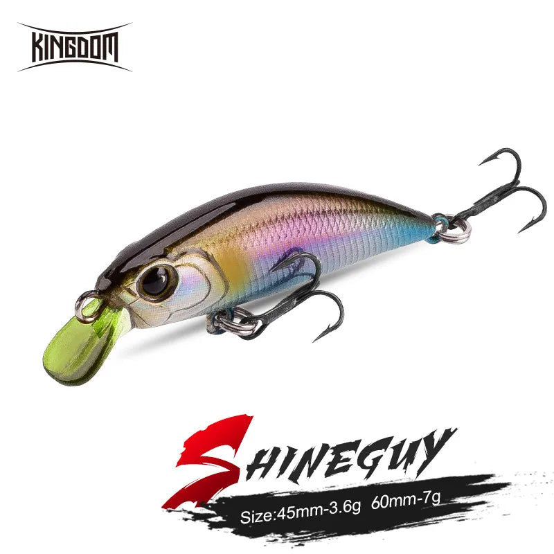 Kingdom Fishing Lures Micro Fly Minnow 3.6g 7g 45mm 60mm Sinking Minnow Artificial Wobblers Hard Bait Noise System Bass Pike