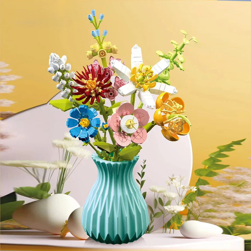Sunflower & Rose Brick Bouquet Set