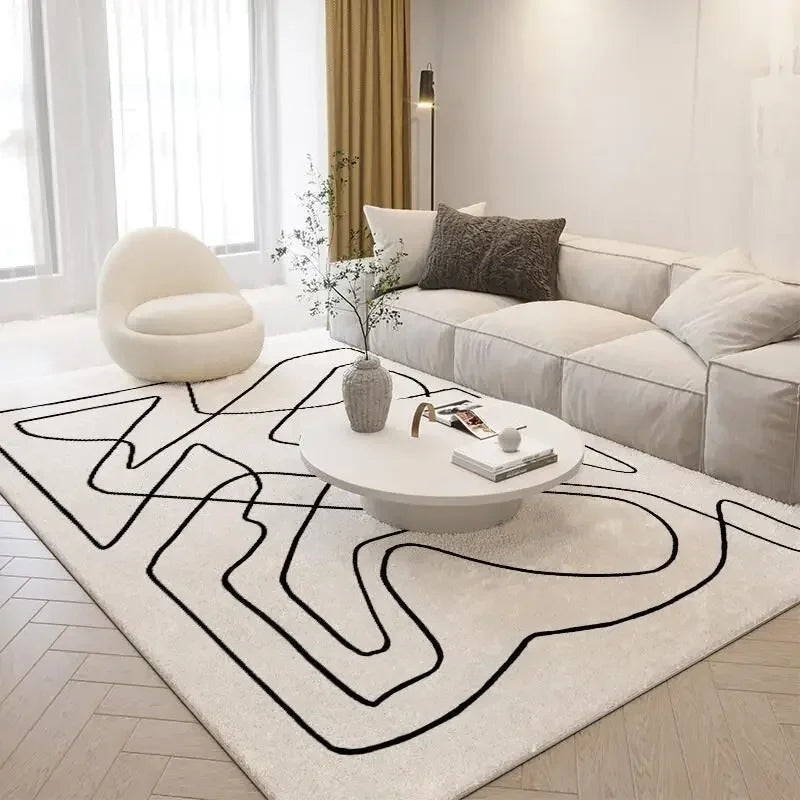 Minimalist Modern Living Room Carpet | Large Area, Non-Slip, Easy-Care, Washable Alfombra