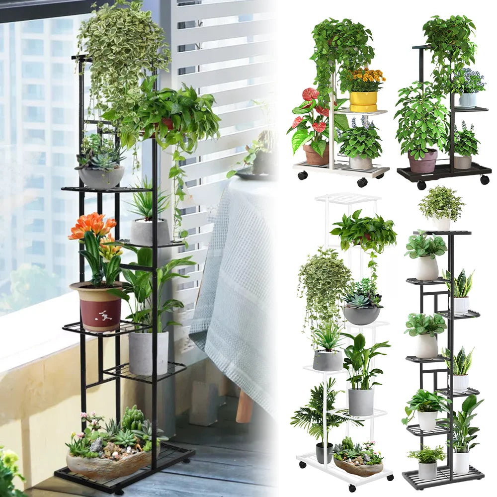Iron Plant Stand – 3/7-Layer Storage Shelf for Flower Display & Garden Décor