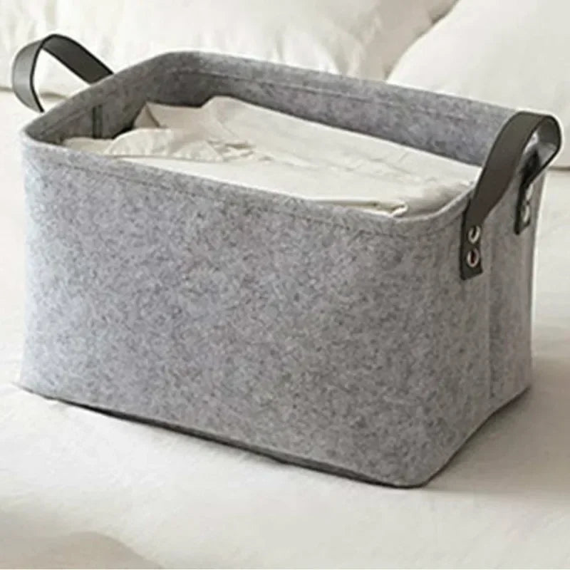 Foldable Laundry Basket | Felt Storage Container for Dirty Clothes, Toys & Books – Living Room & Bathroom Organizer