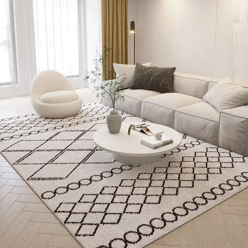 Minimalist Modern Living Room Carpet | Large Area, Non-Slip, Easy-Care, Washable Alfombra