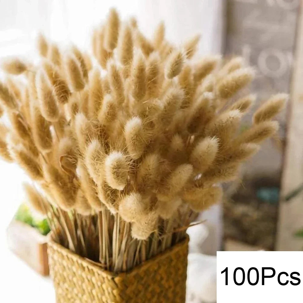 105-Piece Dried Floral Bouquet – Natural Pampas & Rabbit Tail Grass for Boho & Wedding Décor