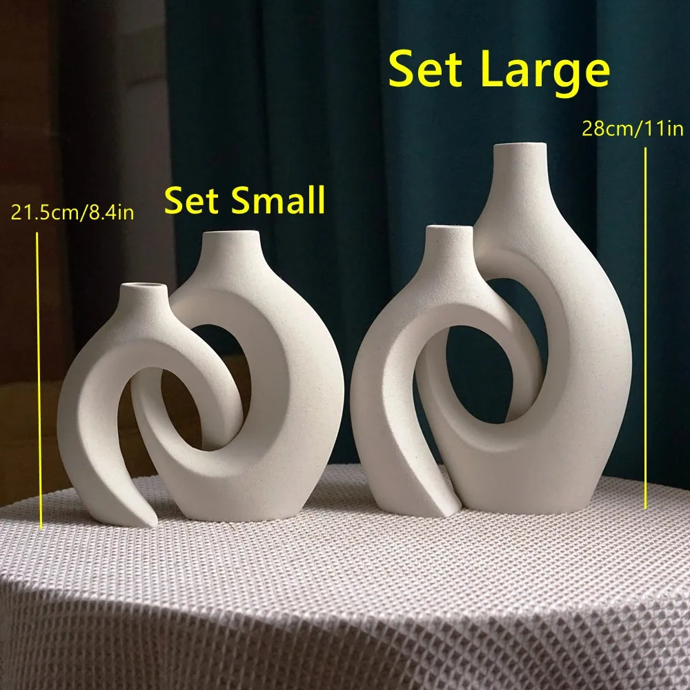 CAPIRON Luxe Vase — 21cm & 28cm Large Nordic Ceramic Decor | Modern Living Room Elegance